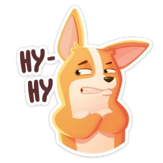 😕 НУ-НУ cachorro, corgi, adesivo, desenho animado whatsapp sticker