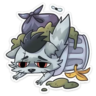 🫠 Katze, Müll, Abfall, traurig, Tier, Aufkleber telegram sticker