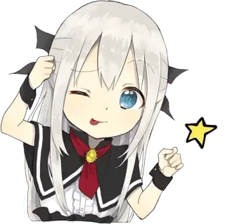 😊 Anime, Mädchen, Süß, Cartoon, Stern, Chibi telegram sticker