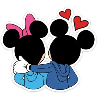 💑 Mickey Mouse Mickey Mouse, Minnie Mouse, Disney, couple, love, hearts, cartoon, characters telegram sticker