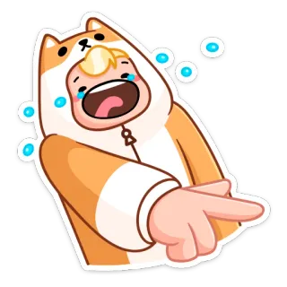 😭 собака, милый, эмодзи, указывает, плачет, смешной, комбинезон telegram sticker