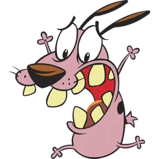 😁 Courage Courage the Cowardly Dog Dessin animé, Chien, Effrayé, Rose, Lâche telegram sticker