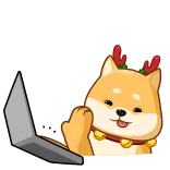 💻 собака, рождество, ноутбук, животное, наклейка, доге telegram sticker