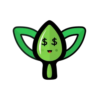 🤑 dinheiro, desenho animado, verde, folha, símbolos de dólar telegram sticker
