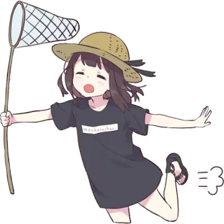 😄 memberchecker. Anime, Meisje, Insectenvanger, Hoed whatsapp sticker