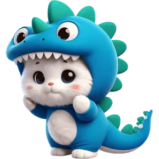 😳 猫, 恐竜, 子猫, コスチューム, 動物, かわいい, 漫画 telegram sticker