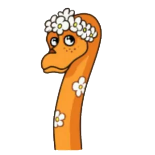 😊 dinosauro, cartone animato, fiori, arancione, carino, animale telegram sticker