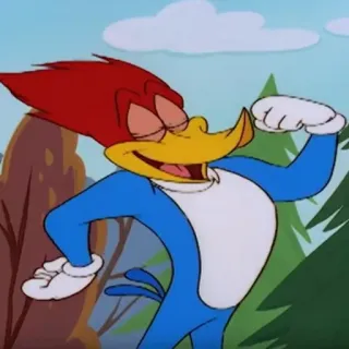 💪 Woody Woodpecker cartoni animati, uccello, Woody Woodpecker, animato telegram sticker