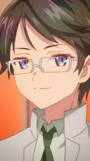 😁 Anime, Kính, Nam, Nhân vật, Cười telegram sticker