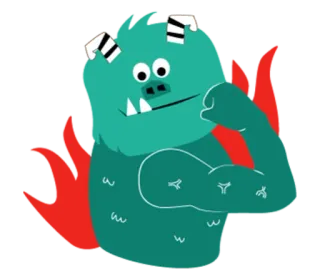 💪 Mostro, Cartone animato, Amichevole, Carino, Verde, Fantasy telegram sticker