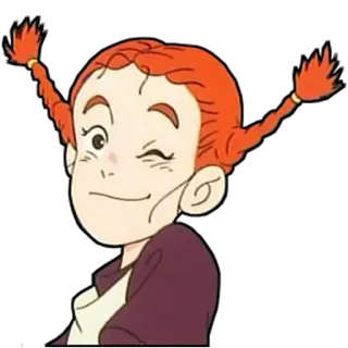 😉 cartoon, girl, anime, character, red hair, pigtails, wink telegram sticker