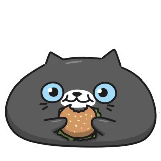 🍔 gatto, burger, cibo, carino, animale, cartone animato, sticker telegram sticker