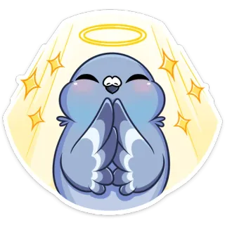 😇 bồ câu, thiên thần, dễ thương, chim, vầng hào quang, kawaii telegram sticker