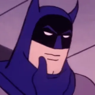 🫠 Batman Batman, DC Comics, Cartoon, Detective, Superhero, Thinking, Caped Crusader telegram sticker