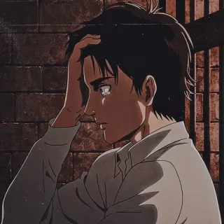 🥲 Eren Yeager Attack on Titan anime, sad, distressed, anime boy, character telegram sticker