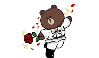 🌺 Brown Bear медведь, мультик, роза, цветок, милый, свадьба whatsapp sticker