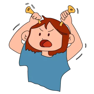🔊 stressé(e), dessin animé, frustré(e), femme, émotionnel(le), en colère whatsapp sticker