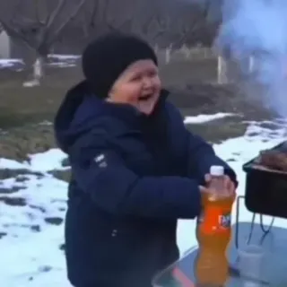 🥳 Hasbulla Magomedov hasbulla, meme, boy, hat, winter, happy, smiling telegram sticker