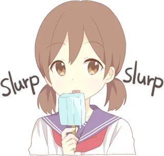 😛 Slurp Slurp ice cream, popsicle, anime, girl, cute, slurp, eating telegram sticker
