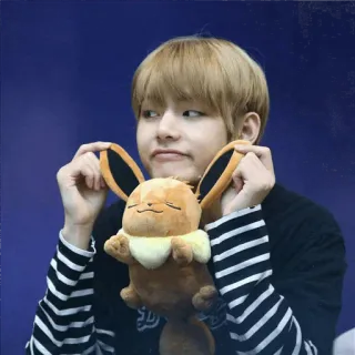 ✨ V V, BTS, Kpop, idol, celebrity, stuffed animal, Evie, Pokemon telegram sticker