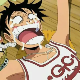 👒 Monkey D. Luffy One Piece Anime, Llorando, Dibujos animados, Luffy, One Piece telegram sticker