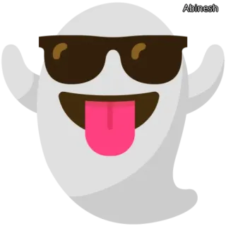 🕶️ 幽霊, サングラス, 舌, 漫画, ハロウィーン, ステッカー telegram sticker