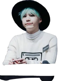 😕 Suga Suga, K-pop, BTS, singer, music, hat telegram sticker