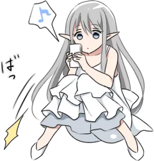 ‼️ ぱっ Anime, Elfo, Fofo, Sentado, Música whatsapp sticker