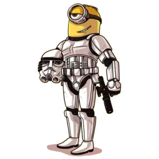 😏 Minion Star Wars minion, stormtrooper, star wars, parody, gun, armor telegram sticker