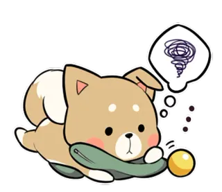 🌀 собака, думающий, милый, мультик, сонный, животное, питомец, подушка telegram sticker