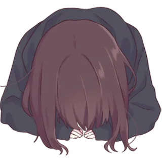 🙏 Anime, Membungkuk, Maaf, Sedih, Gadis, Karakter telegram sticker