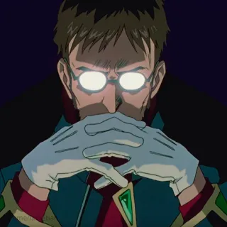 😉 Gendo Ikari Neon Genesis Evangelion Gendo Ikari, Neon Genesis Evangelion, Anime, Manga, Personaje, Serio, Guantes, Gafas telegram sticker