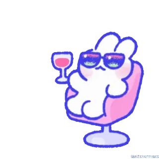 🥰 coniglio, vino, sedia, relax, carino, coniglietto, bevanda telegram sticker