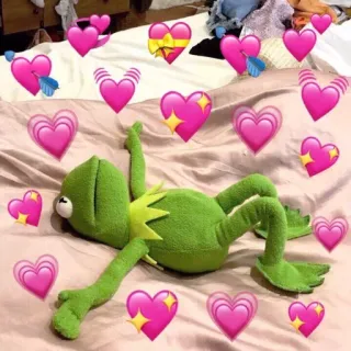 😍 Kermit Kermit, rana, corazones, amor, lindo, meme, muppet telegram sticker