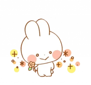 🌸 lapin, mignon, fleur, kawaii, adorable, lapin dessin animé, animal animé whatsapp sticker