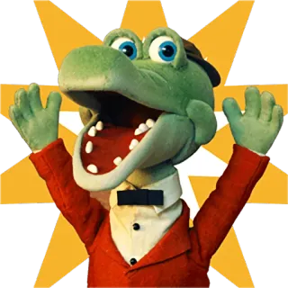 😝 crocodile, puppet, cartoon, character, bowtie, suit telegram sticker