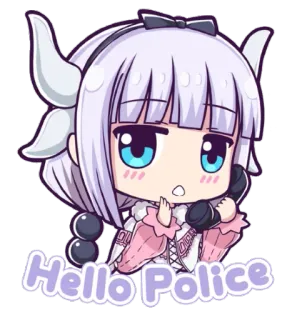 📞 Hello Police Anime, Dragon, Dessin animé, Police, Salut telegram sticker