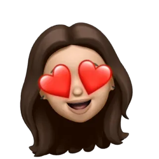 🥰 amor, olhos de coração, emoji, rosto, mulher, desenho animado telegram sticker