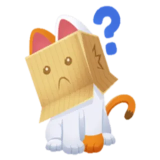 ❓ gato, caixa, confuso, ponto de interrogação, fofo, animal, animal de estimação, triste whatsapp sticker