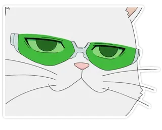 😼 gato, óculos de sol, adesivo, anime, verde, branco telegram sticker