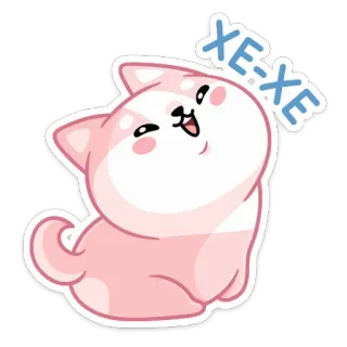 😀 XE:XE ステッカー, かわいい, 動物, 犬, ピンク, アニメ telegram sticker