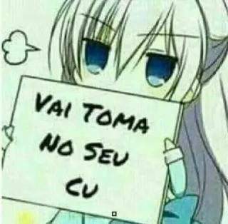 😡 VAI TOMA NO SEU CU 애니메이션 소녀, 불쾌한, 텍스트, 욕설 telegram sticker