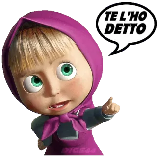 👉 Masha Masha and the Bear TE L'HO DETTO masha, masha y el oso, dibujos animados, señalando, italiano telegram sticker