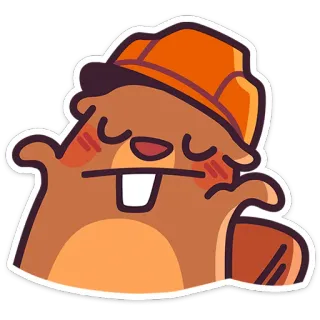 🤷‍♀️ castoro, animale, carino, cartone animato, cappello telegram sticker