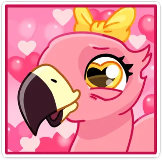 😍 フラミンゴ, かわいい, ハート, マンガ, 動物, ピンク, 愛 telegram sticker