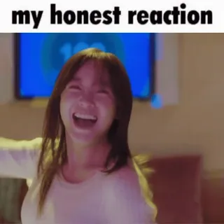 🪅 my honest reaction reaksi, senang, tertawa, meme, jujur, wanita telegram sticker