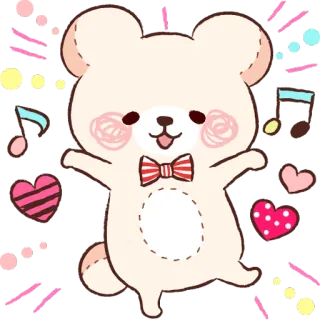 🎵 Bär, Cartoon, süß, Herzen, Noten, Kawaii, Illustration telegram sticker