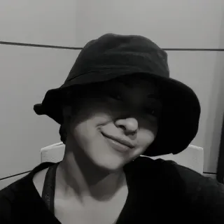 😎 woman, hat, portrait, person, smile, black and white whatsapp sticker