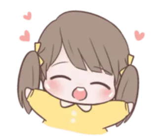 😍 fofo, menina, corações, desenho animado, chibi whatsapp sticker