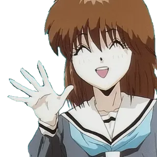 👋 Anime, Mädchen, winkend, Cartoon, lächelnd, freundlich whatsapp sticker